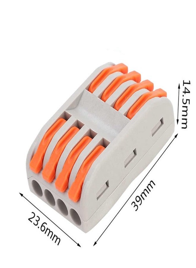 Sugalsu Compact Wire Connector - 4 in 4 out Connection Terminal - Lever Wire Joiner Connector - Butt Terminals for Quick Wiring (20-pcs, Orange) - Image 2